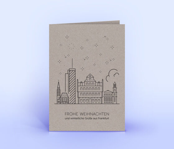 Weihnachtskarte Nr. 1921 grau mit Frankfurter Skyline