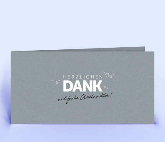 Moderne Dankeskarte auf grauem Naturkarton 1998