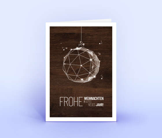 Geschäftliche Weihnachtskarte mit ausgefallenem Holzmotiv 2005
