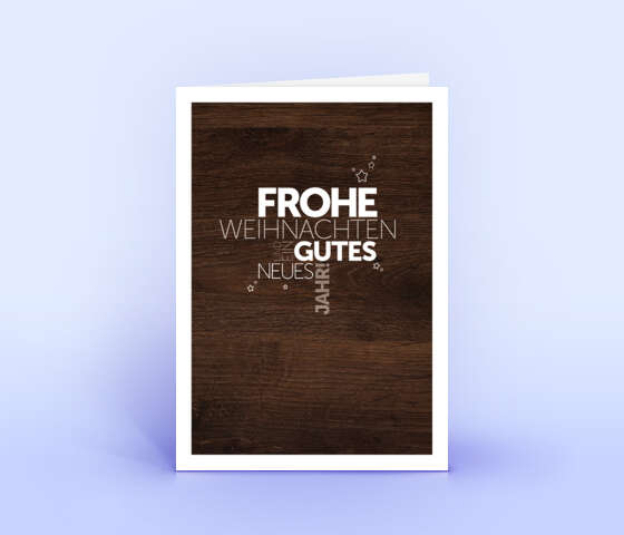 Exklusive Weihnachtskarte mit Holzhintergrund 2015