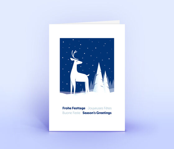 Weihnachtskarte Nr. 2037 dunkelblau mit Hirsch