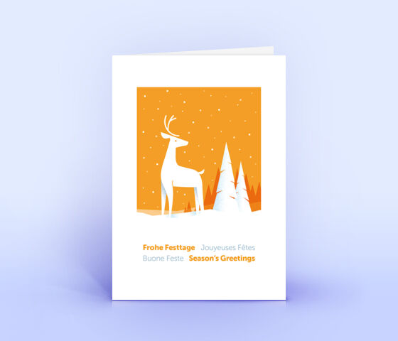 Weihnachtskarte Nr. 2043 orange mit Hirschmotiv
