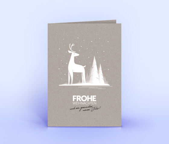 Weihnachtskarte Nr. 2049 grau mit Hirsch Illustration
