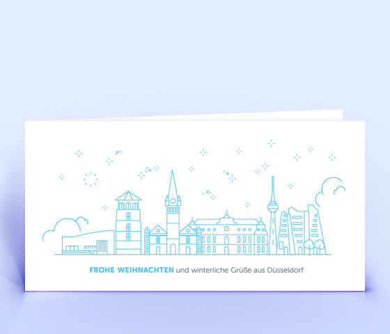Weihnachtskarte Nr. 2082 blau mit einem Düsseldorf Design