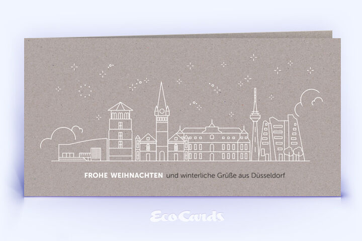 Weihnachtskarte Nr. 2094 grau mit einem Düsseldorf Motiv