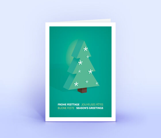 Weihnachtskarte Nr. 2105 tuerkis mit Weihnachtsbaum