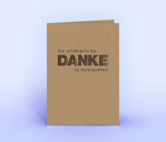 Dankeskarte mit Stempel-Design auf braunem Naturkarton 2131