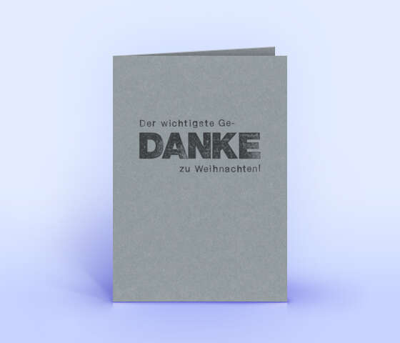 Dankeskarte mit Stempel-Design auf grauem Naturkarton 2133