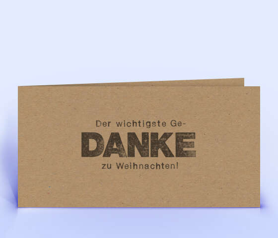 Weihnachtskarte "Der wichtigeste Ge-DANKE zu Weihnachten" auf braunem Naturpapier 2136