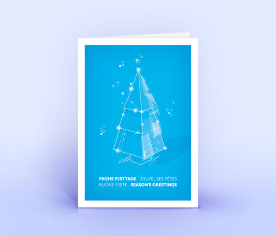 Weihnachtskarte Nr. 2207 hellblau mit einem Weihnachtsbaum