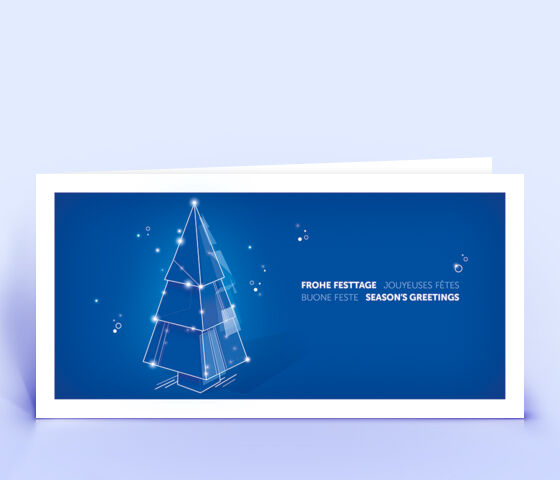 Weihnachtskarte Nr. 2208 blau mit einem Weihnachtsbaum