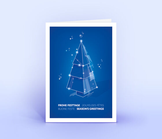 Weihnachtskarte Nr. 2209 blau mit einem Weihnachtsbaum