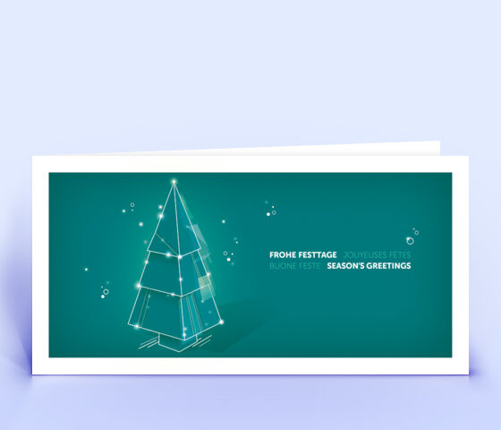 Weihnachtskarte Nr. 2210 tuerkis mit einem Weihnachtsbaum