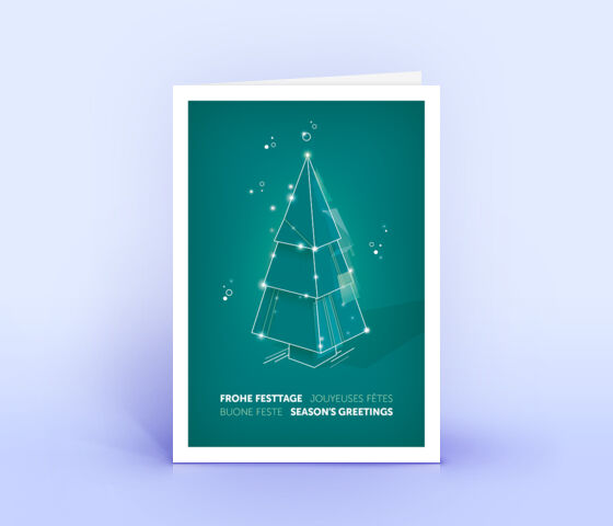 Weihnachtskarte Nr. 2211 tuerkis mit Weihnachtsbaum