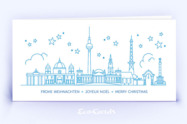 Weihnachtskarte Nr. 2280 blau mit Berliner Skyline