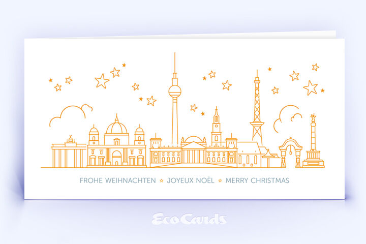 Weihnachtskarte Nr. 2284 orange mit dem Berliner Panorama