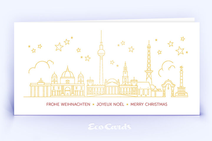 Weihnachtskarte Nr. 2290 gold mit Berlin Design