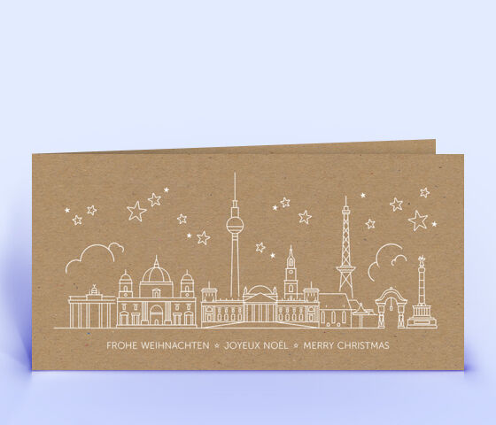 Weihnachtskarte Nr. 2292 naturfarben mit Berlin Skyline