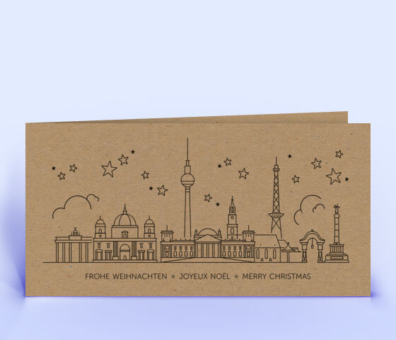 Weihnachtskarte Nr. 2294 braun mit der Berliner Skyline