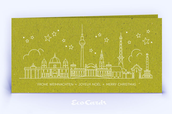 Weihnachtskarte Nr. 2296 gruen mit Berliner Silhouette