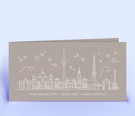 Weihnachtskarte Nr. 2300 grau mit der Berliner Skyline