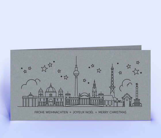 Weihnachtskarte Berlin auf grauem Naturkarton 2302
