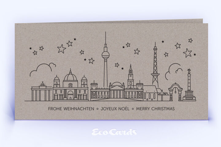Weihnachtskarte Nr. 2302 grau mit der Berliner Skyline