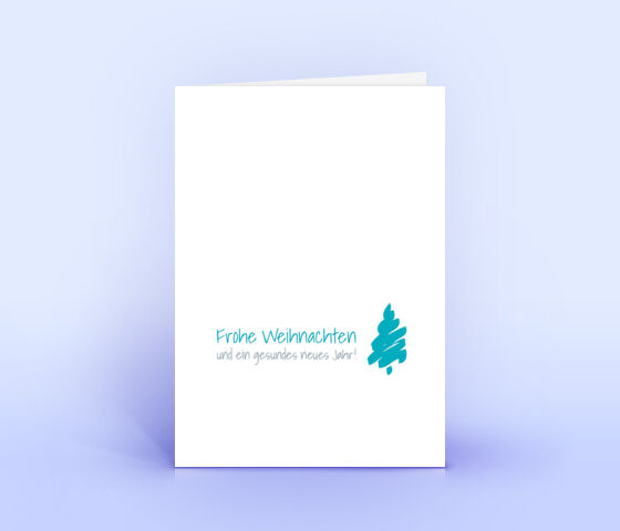 Weihnachtskarte Nr. 2369 tuerkis mit einem handgezeichneten Weihnachtsbaum