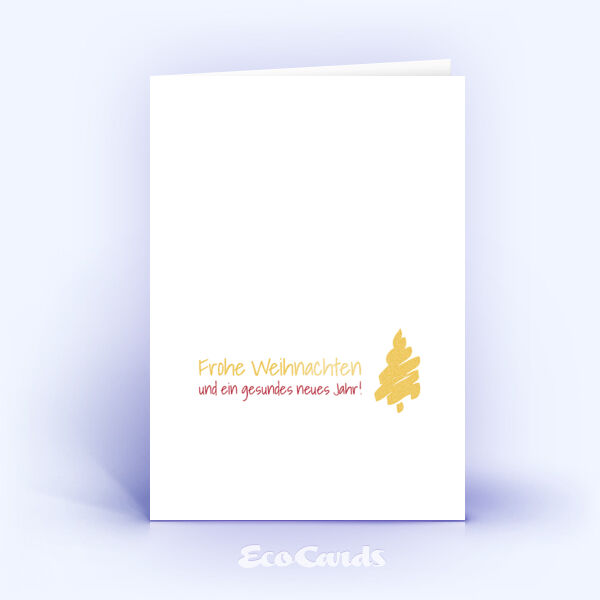 Weihnachtskarte Nr. 2373 gold mit einem handgezeichneten Weihnachtsbaum