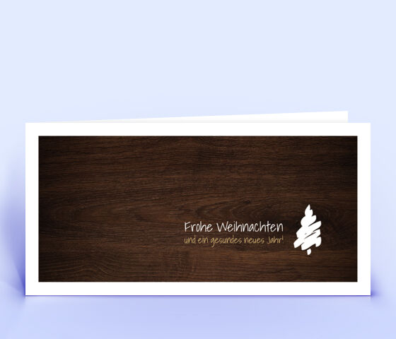 Weihnachtskarte Nr. 2374 braun mit einer aufgedruckten Holzmaserung