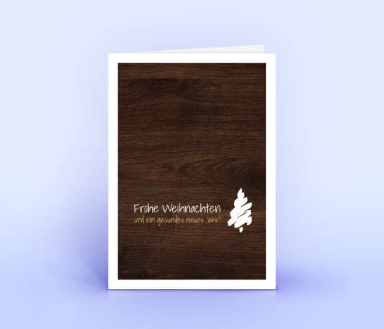 Geschäftliche Weihnachtskarte mit schlichtem Holzdesign 2375