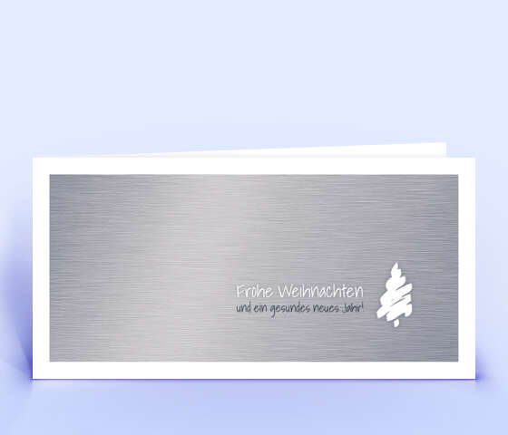 Weihnachtskarte mit handgezeichnetem Weihnachtsbaum auf Metall-Hintergrund 2376