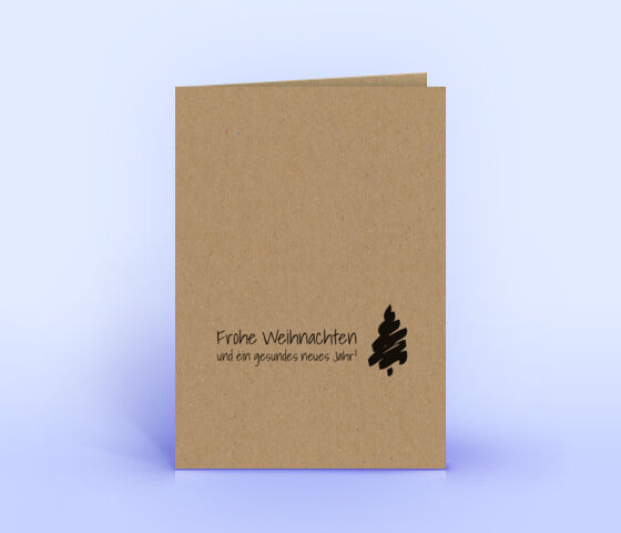 Weihnachtskarte Nr. 2381 braun mit einem handgemalten Weihnachtsbaum