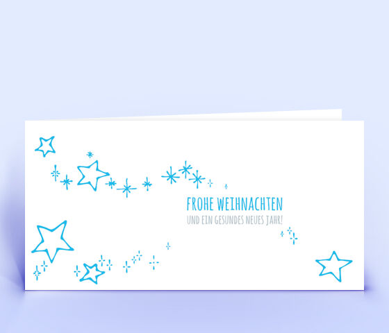 Weihnachtskarte Nr. 2400 hellblau mit Sternen
