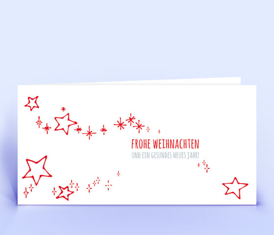 Weihnachtskarte Nr. 2410 rot mit verschiedenen Sternen