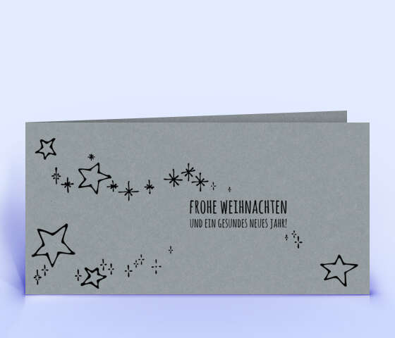 Weihnachtskarte Sternenregen auf grauem Design-Recyclingpapier 2424