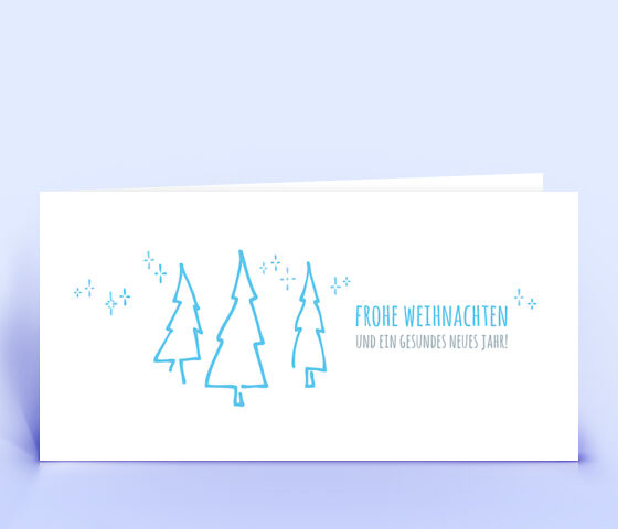 Schöne Weihnachtskarte mit blauem Motiv "3 Tannenbäume" 2440