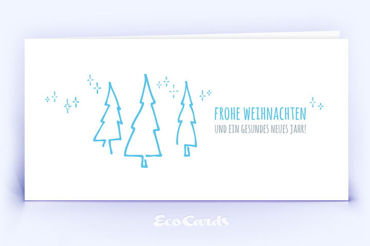 Weihnachtskarte Nr. 2440 blau mit Weihnachtsbäumen