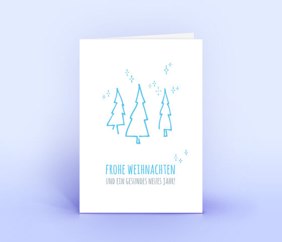 Schöne Weihnachtskarte mit blauem Design "3 Tannenbäume" 2441