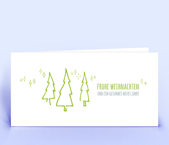 Schöne Weihnachtskarte mit grünem Motiv "3 Tannenbäume" 2442