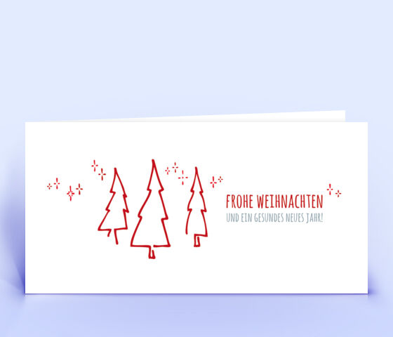 Schöne Weihnachtskarte mit rotem Motiv "3 Tannenbäume" 2446