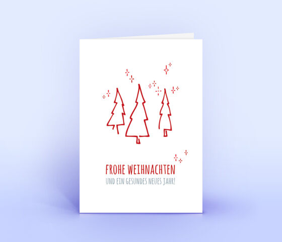 Schöne Weihnachtskarte mit rotem Design "3 Tannenbäume" 2447