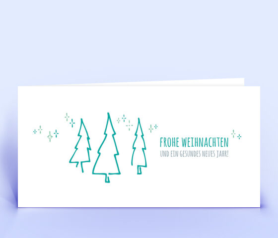Schöne Weihnachtskarte mit türkisfarbenem Motiv "3 Tannenbäume" 2448
