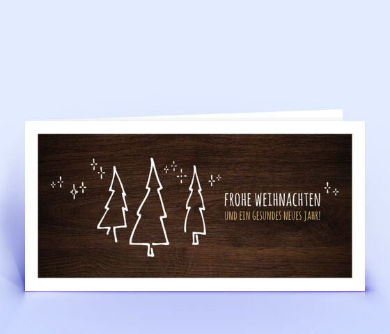 Schöne Weihnachtskarte mit Holz-Motiv "3 Tannenbäume" 2452