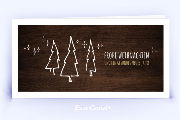 Weihnachtskarte Nr. 2452 braun mit aufgedruckter Holzmaserung