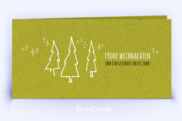 Weihnachtskarte Nr. 2458 gruen mit mehreren Weihnachtsbäumen
