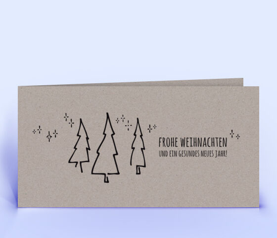 Schöne Weihnachtskarte Motiv "3 Tannenbäume" auf grauem Recyclingkarton 2464