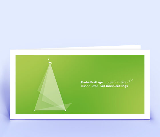 Geschäftliche Weihnchtskarte mit abstraktem Weihnachtsbaum auf grünem Grund 2484
