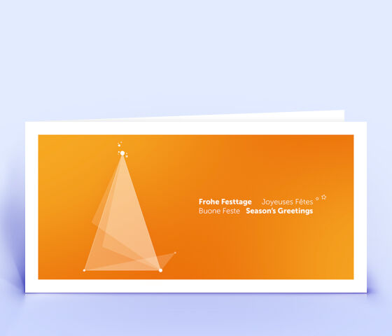 Geschäftliche Weihnchtskarte mit abstraktem Weihnachtsbaum auf orangenem Grund 2486