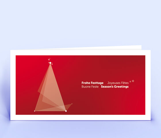 Geschäftliche Weihnchtskarte mit abstraktem Weihnachtsbaum auf rotem Grund 2488